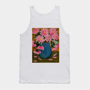 A lovely boutique of flowers in a light blue and copper trim vase Tank Top